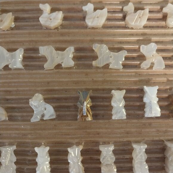 Handmade Other - Mexican Onyx Marble Animal Beads Dog Duck Aztec God Vintage NOS 25pcs